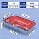 211 750 ml Aluminiumfolie Tiffin Box 210*140*48mm Für Grill