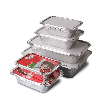 190*110*45MM Lebensmittelverpackung Pfanne Lebensmittel 500ml Box-Trays mit Deckel Aluminium Einwegbehälter Aluminiumfolie Behälter