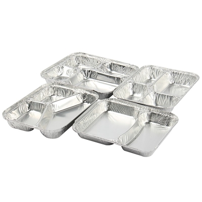 800ml Aluminiumfolie Lunchbox 230mm*175mm*38mm Großhandel Container Tray Quadratische Pfannen hohe Qualität 2 Gitter