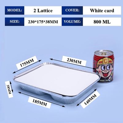 800ml Aluminiumfolie Lunchbox 230mm*175mm*38mm Großhandel Container Tray Quadratische Pfannen hohe Qualität 2 Gitter