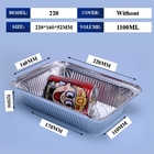 220 1100 ml Aluminiumfolie Lunchbox 220*160*52mm Lebensmittelpackung